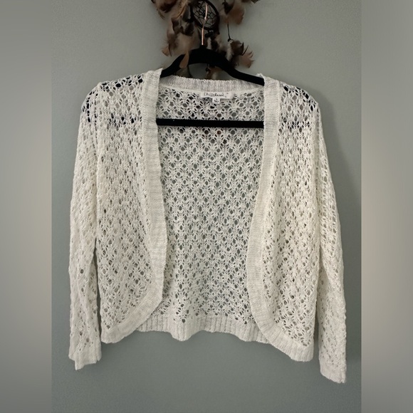 Cloude Chaser Women's Size L White Open Knit Cardigan Sweater Soft Casual NWOT - Picture 1 of 11